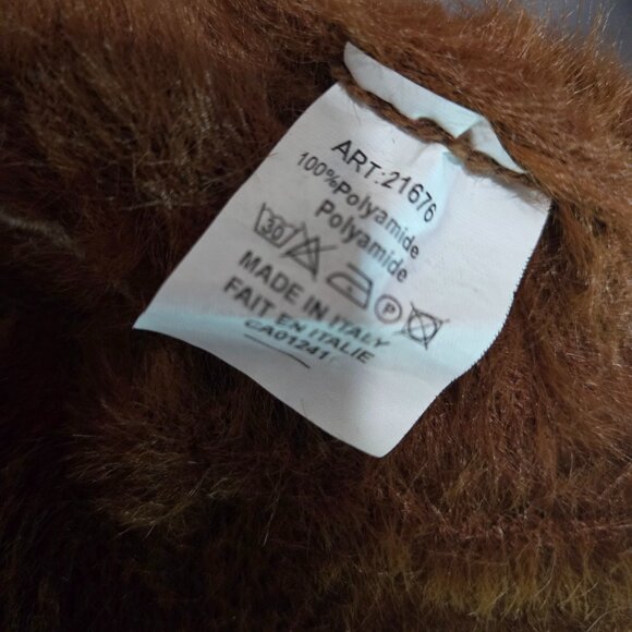 Y2K Brown Knit Crop Top Knit Fuzzy Fluffy Tank Size S Grunge Made In Italy - Picture 7 of 7